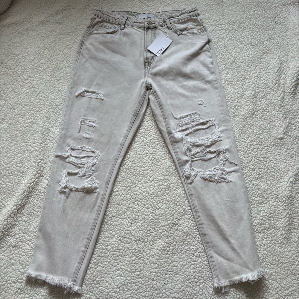NWT Vervet by Flying Monkey Distressed mom Jean 29 Light Gray - Picture 2 of 10